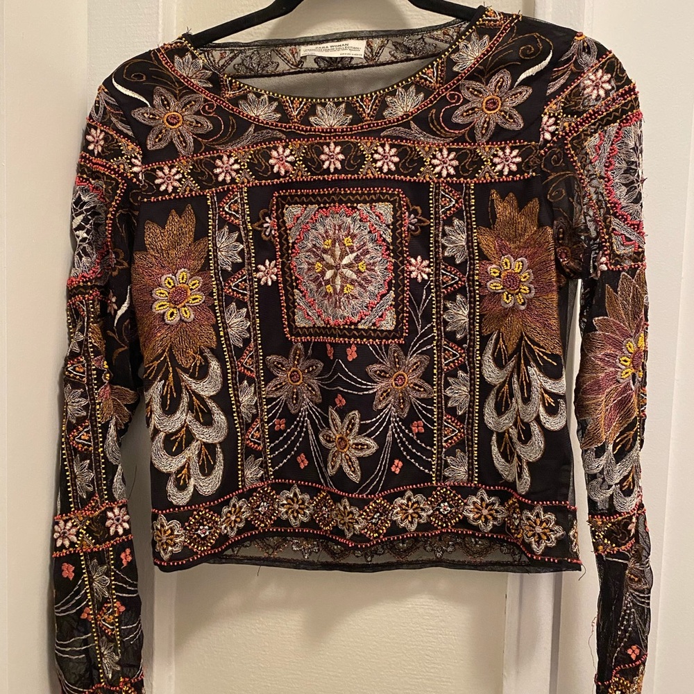 Beaded Zara Top with Mesh Back